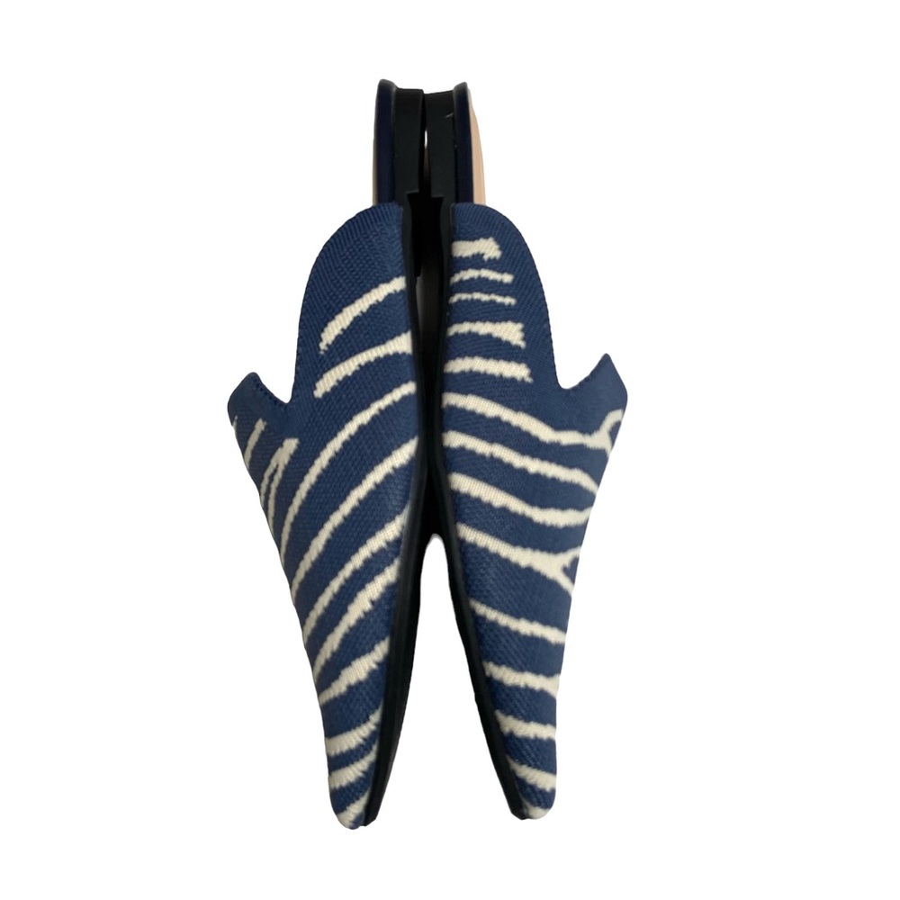 TILOCOW Blue Zebra Stripe Pointed Toe Knit Mules - Picture 8 of 16